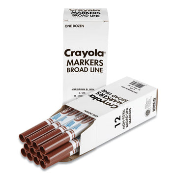 Crayola® Broad Line Washable Markers, Broad Bullet Tip, Brown, 12-box freeshipping - TVN Wholesale